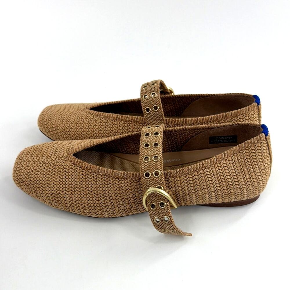 Rothy's The Max Buckle Mary Jane Tan Woven Size 8 - Picture 6 of 14